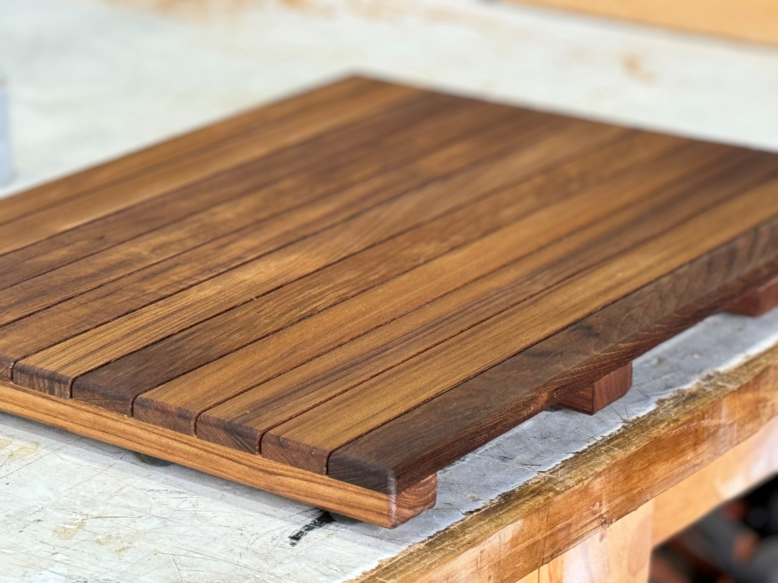 Custom Teak Shower Floor for RV
