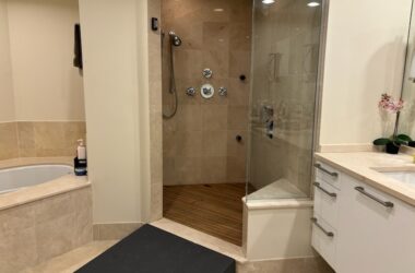 Ramp Accessible Teak Shower Floor-Elevated height