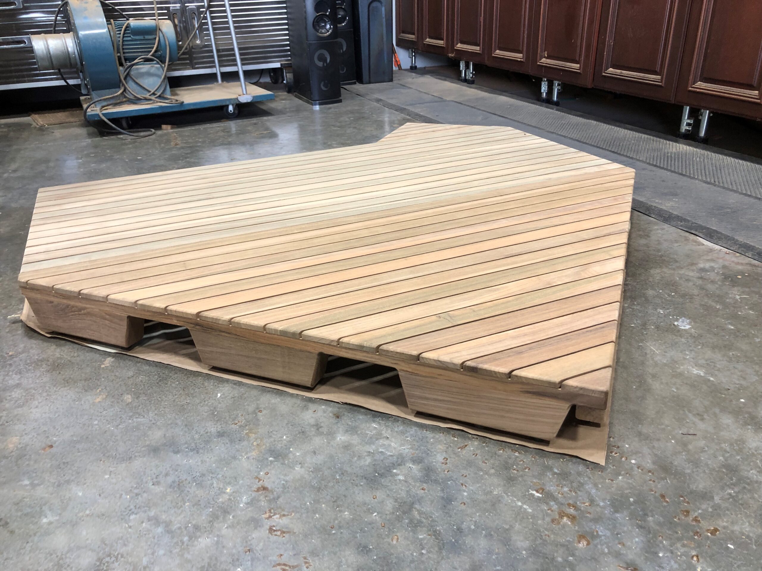 Accessible Teak Shower Floor-Elevated to desired height-Made into 3 panels